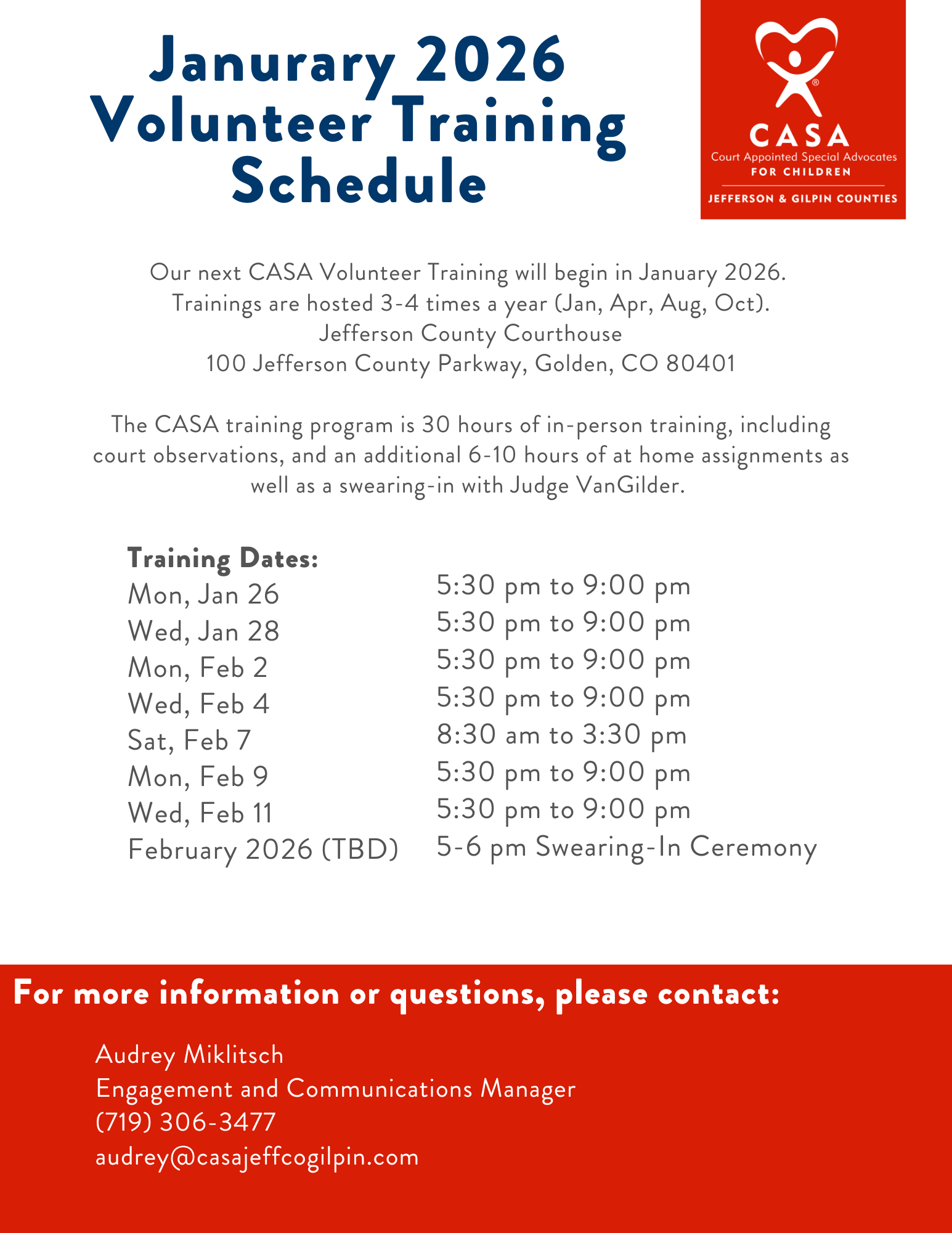 2026 Training Dates