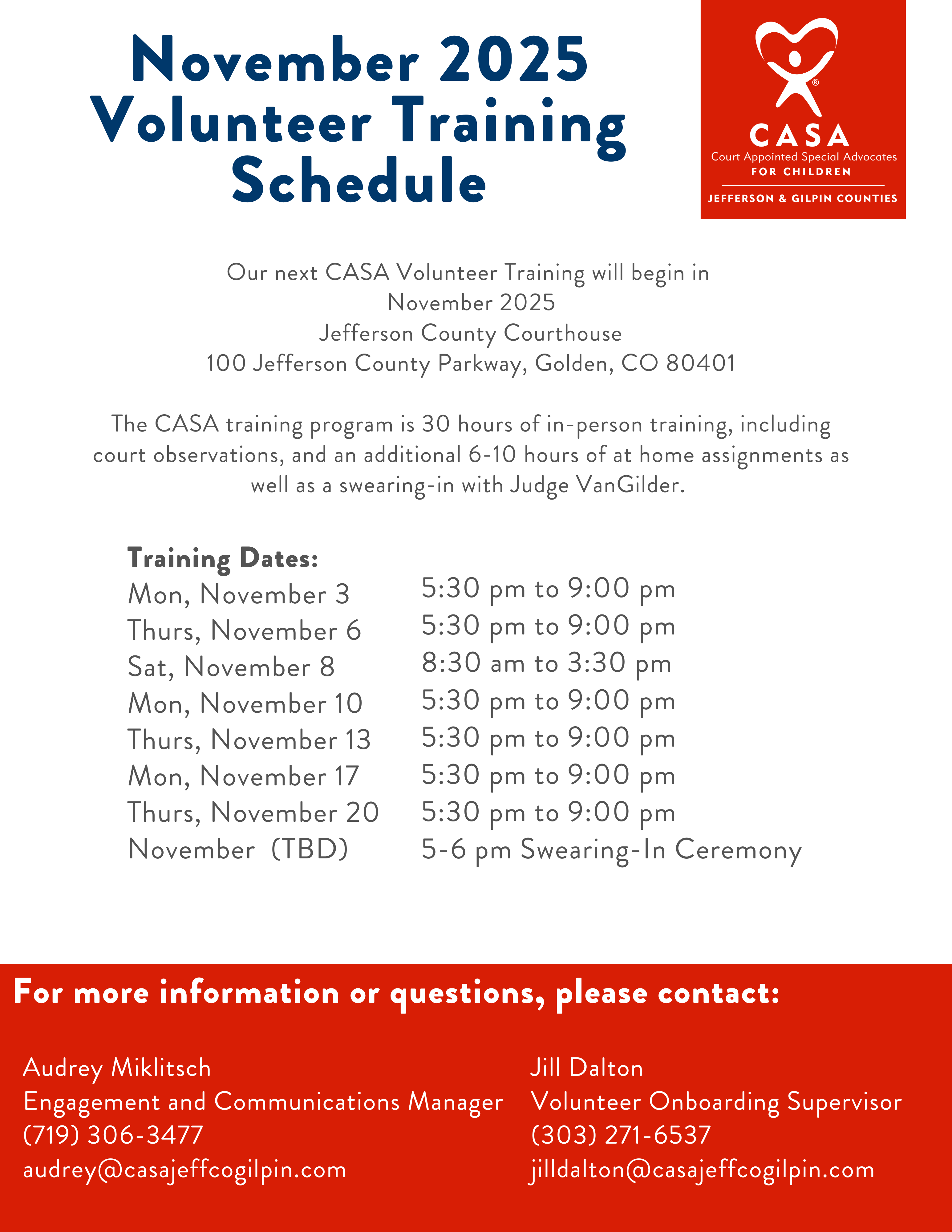 Nov 2025 Training Dates