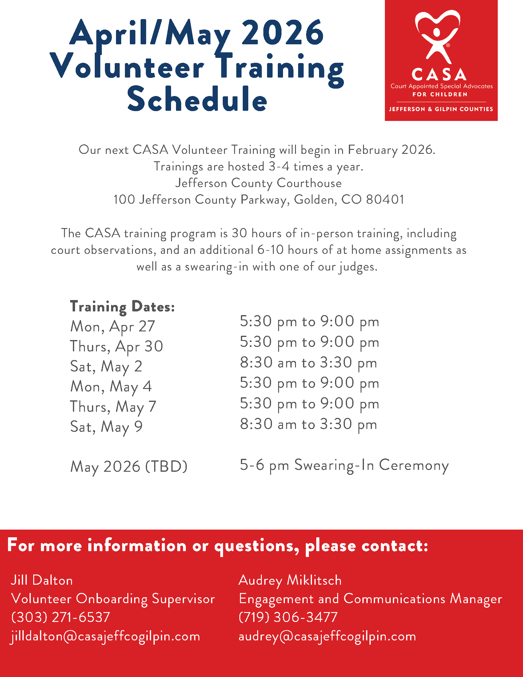 AprilMay 2026 Training Dates